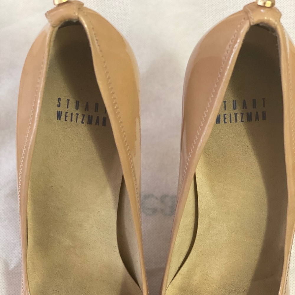 Stuart Weitzman Nude Peep Toe Pumps with Platform - Picture 4 of 6